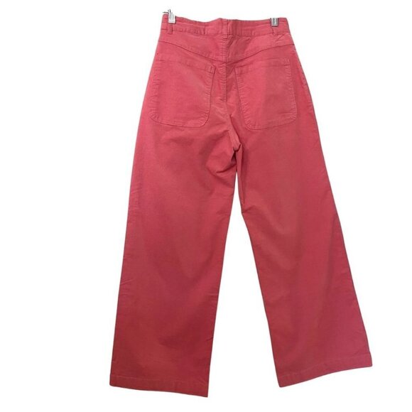 FRANK AND OAK BUBBLEGUM PINK CORDUROY HIGH RISE WIDE LEG PANTS - 2 - Picture 2 of 9